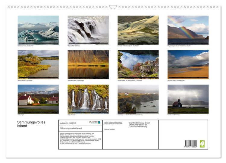 Produktbild: Stimmungsvolles Island (Wandkalender 2026 DIN A2 quer), CALVENDO Monatskalender