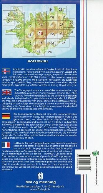 Produktbild: Island Atlaskort 16 Hofsj&ouml;kull 1:100.000