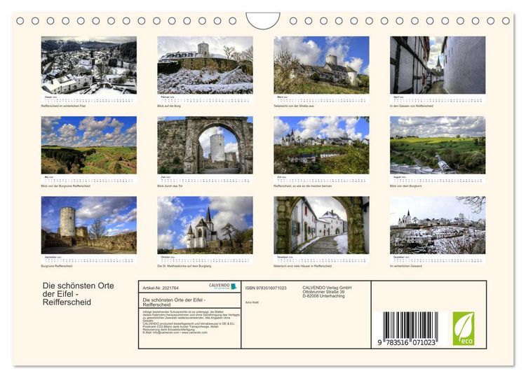 Produktbild: Die sch&ouml;nsten Orte der Eifel - Reifferscheid (Wandkalender 2026 DIN A4 quer), CALVENDO Monatskalender