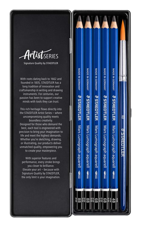 Produktbild: STAEDTLER Bleistifte Lumograph Aquarell Bleistifte, 6er Set, 5 Bleistifte + 1 Pinsel