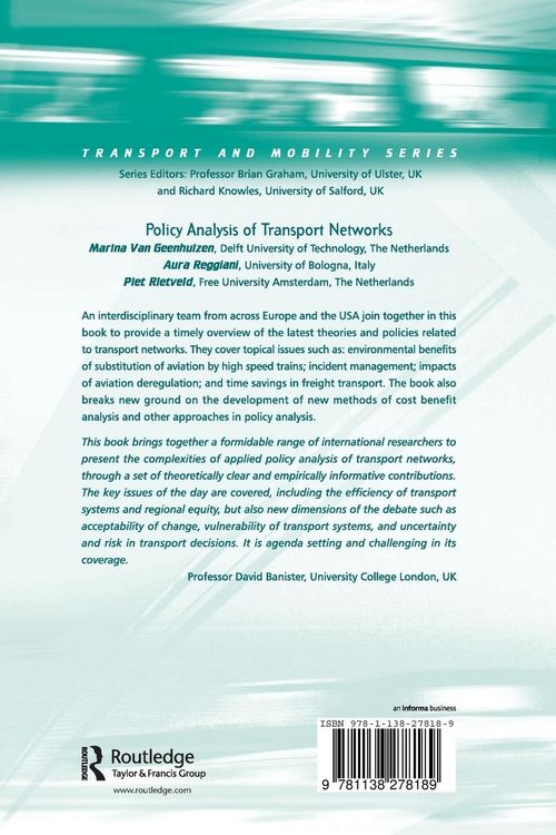Produktbild: Policy Analysis of Transport Networks