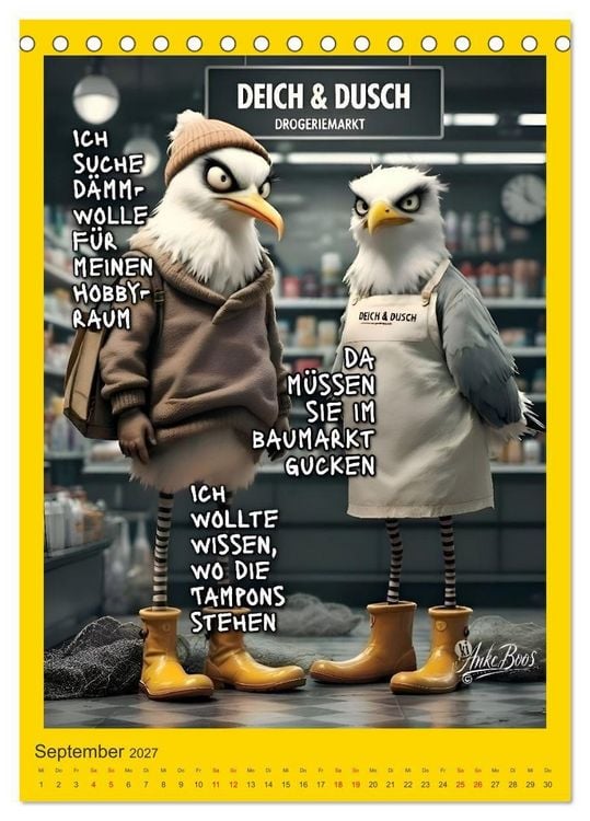Produktbild: B&ouml;se M&ouml;wen - Kackkalender f&uuml;rs Klo (Tischkalender 2027 DIN A5 hoch), CALVENDO Monatskalender