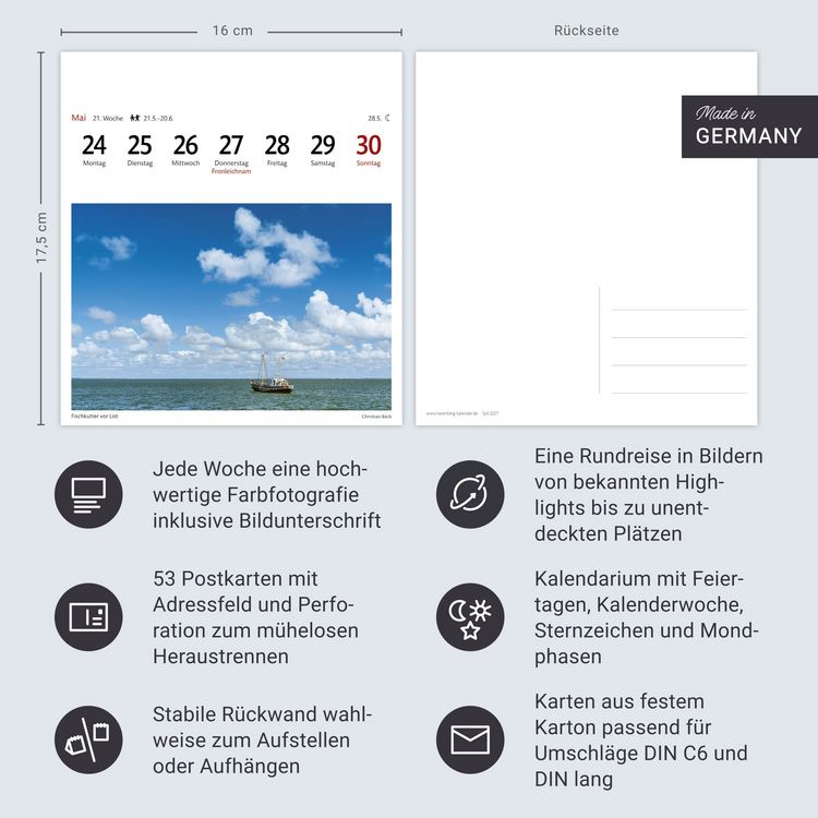 Produktbild: Sylt Sehnsuchtskalender 2027 - Wochenkalender mit 53 Postkarten
