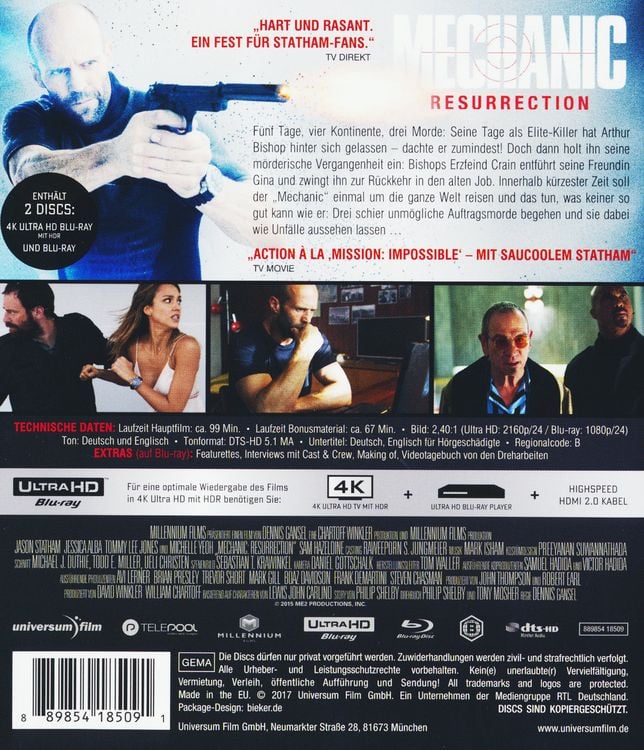 Produktbild: Mechanic: Resurrection (4K Ultra HD) (+ Blu-ray)