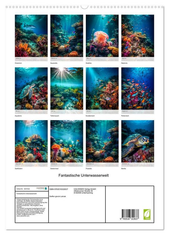 Produktbild: Fantastische Unterwasserwelt (hochwertiger Premium Wandkalender 2026 DIN A2 hoch), Kunstdruck in Hochglanz
