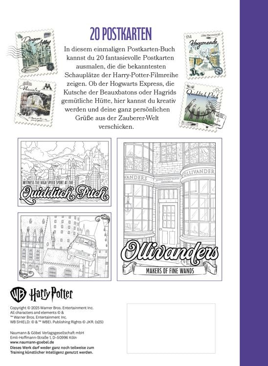 Produktbild: Harry Potter 20 Ausmal-Postkarten: Greetings from Hogwarts, Hogsmeade, and beyond!