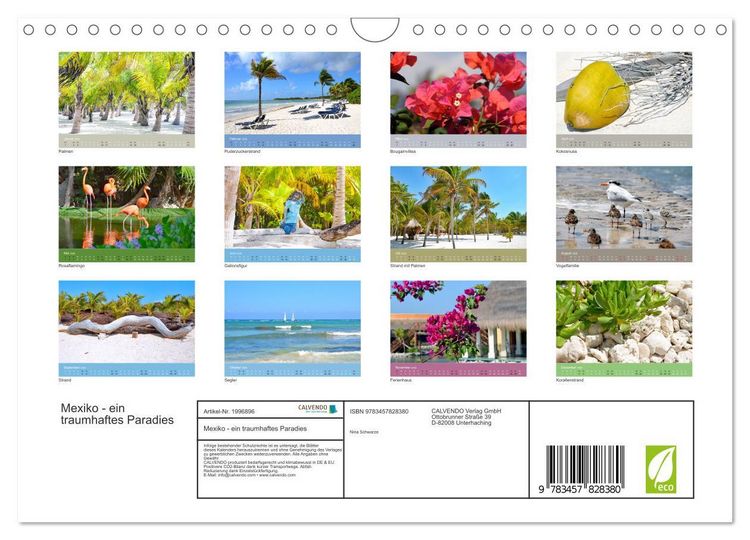Produktbild: Mexiko - ein traumhaftes Paradies (Wandkalender 2026 DIN A4 quer), CALVENDO Monatskalender