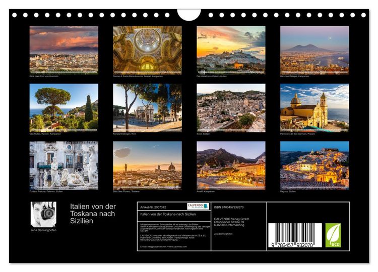 Produktbild: Italien von der Toskana nach Sizilien (Wandkalender 2026 DIN A4 quer), CALVENDO Monatskalender
