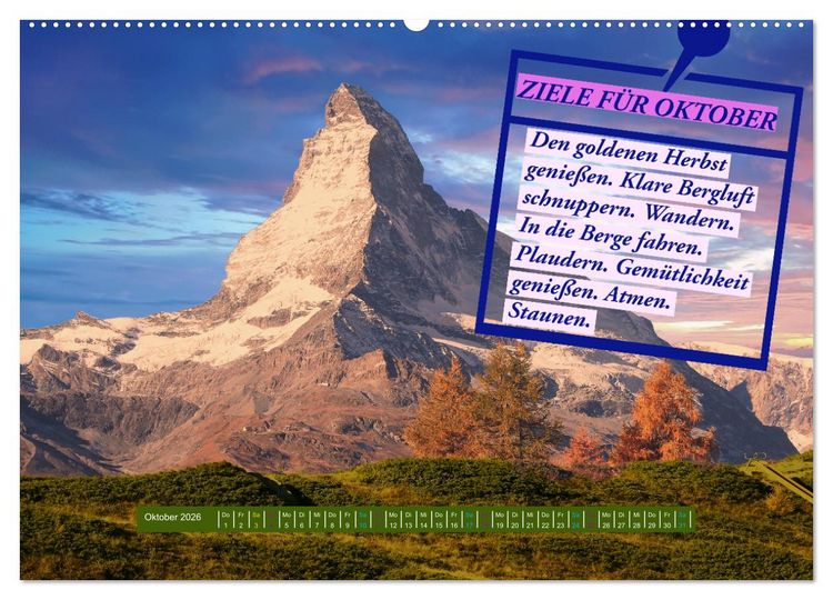 Produktbild: ZIELE Monat f&uuml;r Monat (hochwertiger Premium Wandkalender 2026 DIN A2 quer), Kunstdruck in Hochglanz