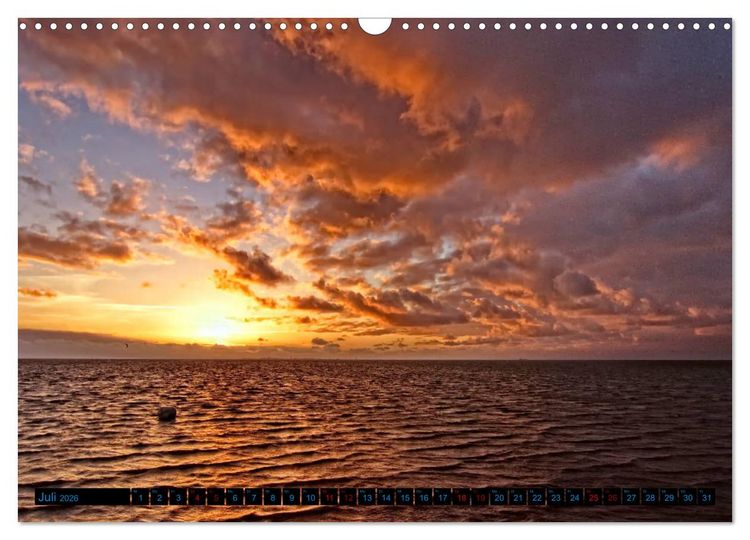 Produktbild: Sonnenunterg&auml;nge, an der Nordseek&uuml;ste vor Cuxhaven (Wandkalender 2026 DIN A3 quer), CALVENDO Monatskalender