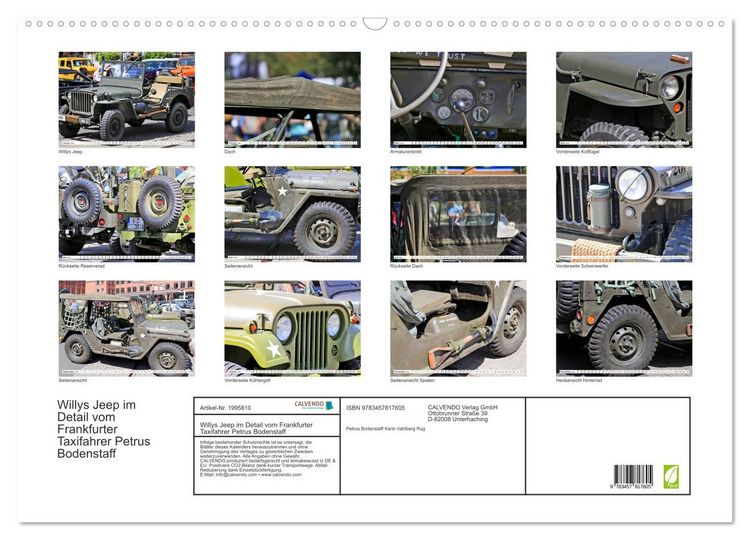 Produktbild: Willys Jeep im Detail vom Frankfurter Taxifahrer Petrus Bodenstaff (Wandkalender 2026 DIN A2 quer), CALVENDO Monatskalender