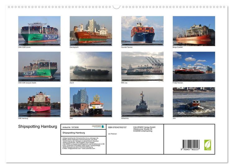 Produktbild: Shipspotting Hamburg (Wandkalender 2026 DIN A2 quer), CALVENDO Monatskalender
