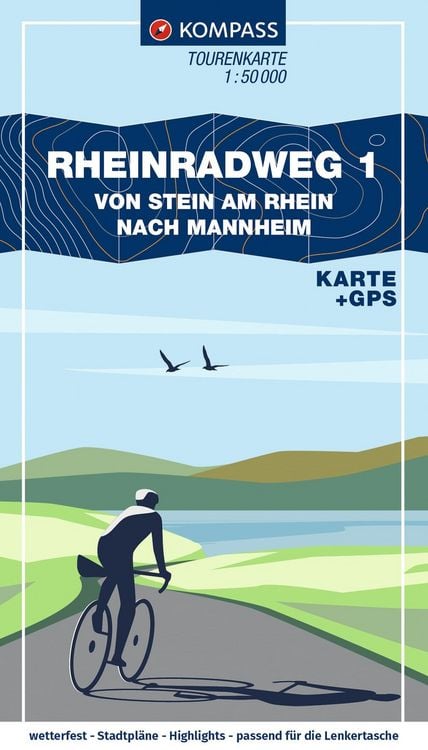 Produktbild: KOMPASS Fahrrad-Tourenkarte Rheinradweg 1 1:50.000