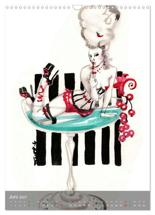 Produktbild: DELIKATESSEN - leckere K&ouml;stlichkeiten & kalorienarme Pin up Illustrationen, Zeichnungen, Grafiken und Malerei der Marke "Burlesque up your wall" von Sara Horwath (Wandkalender 2027 DIN A3 hoch), CALVENDO Monatskalender
