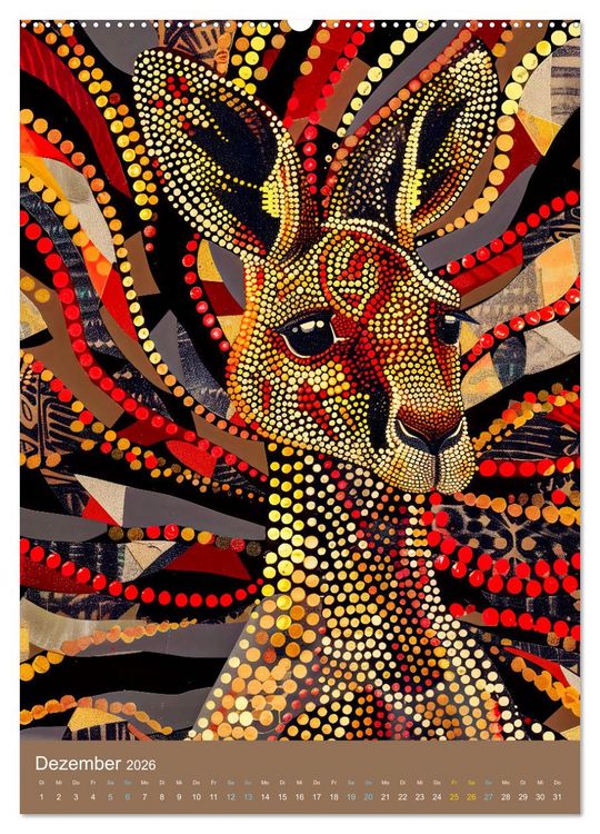 Produktbild: Wildes Australien - Tiere im Stile der Aborigine-Kunst (Wandkalender 2026 DIN A2 hoch), CALVENDO Monatskalender
