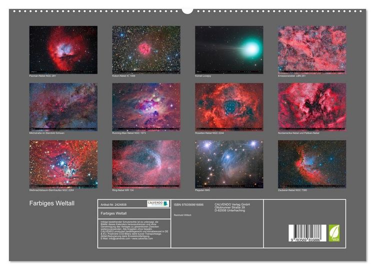 Produktbild: Farbiges Weltall (hochwertiger Premium Wandkalender 2027 DIN A2 quer), Kunstdruck in Hochglanz