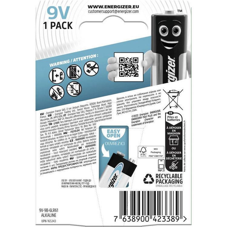 Produktbild: Energizer Max Plus 9 V Block-Batterie Alkali-Mangan 9 V 1 St.