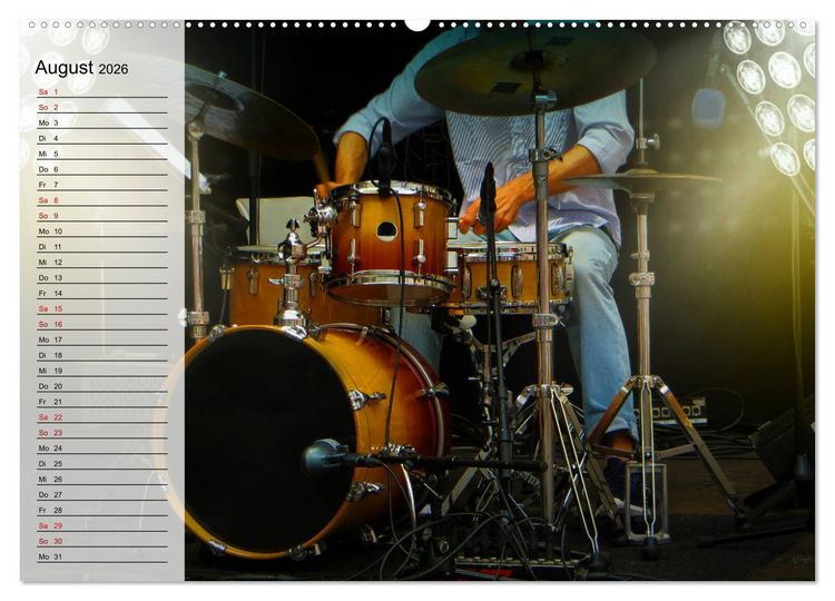 Produktbild: Schlagzeug onstage - "abgerockt" (Wandkalender 2026 DIN A2 quer), CALVENDO Monatskalender