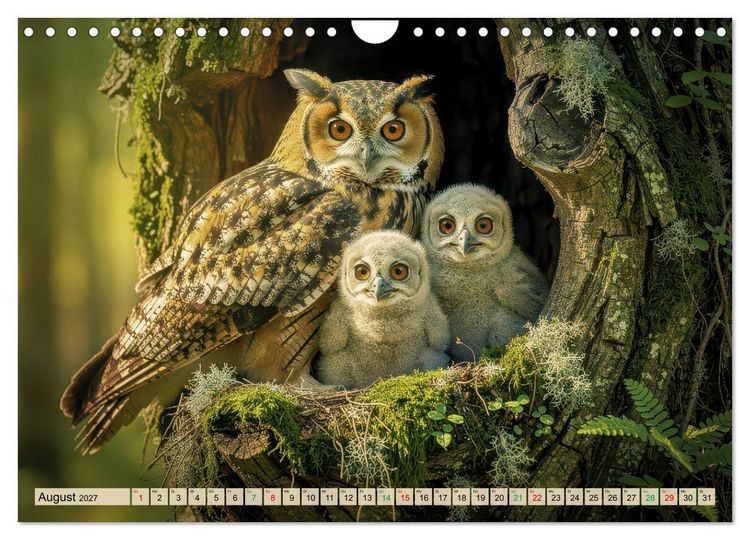 Produktbild: Eulen - furchtlos und elegant (Wandkalender 2027 DIN A4 quer), CALVENDO Monatskalender