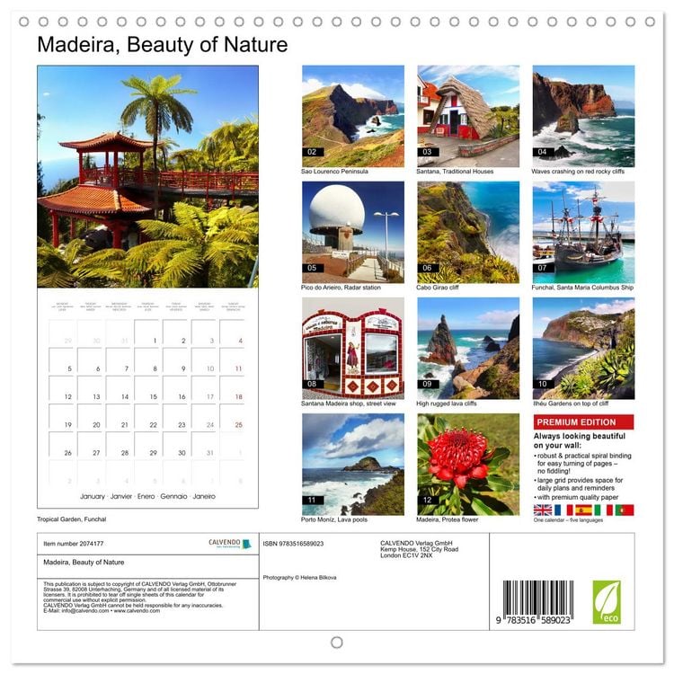 Produktbild: Madeira, Beauty of Nature (Wall Calendar 2026 12 &times; 12 Inch) CALVENDO 12 Month Wall Calendar