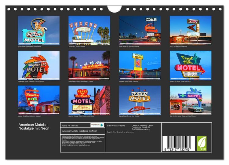 Produktbild: American Motels - Nostalgie mit Neon (Wandkalender 2026 DIN A4 quer), CALVENDO Monatskalender
