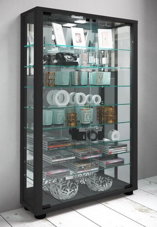 Produktbild: Glas Stand Vitrine Sammelvitrine Lumo Mini Spiegel