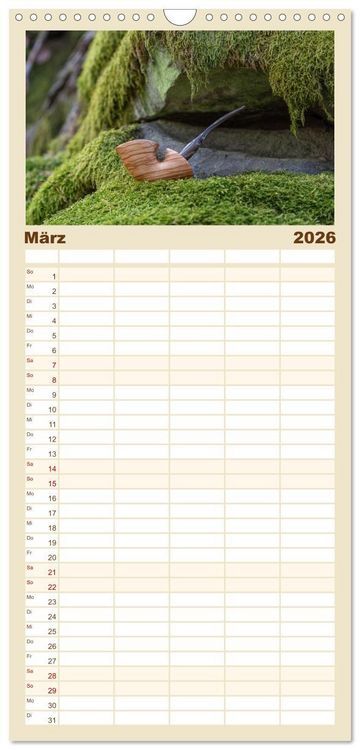 Produktbild: Familienplaner 2026 - Tabakpfeifenkunst mit 5 Spalten (Wandkalender, 21 x 45 cm) CALVENDO