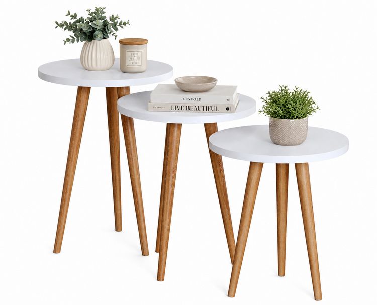 Produktbild: 3-tlg. Beistelltisch Set Rund Barila 52/47/42 cm