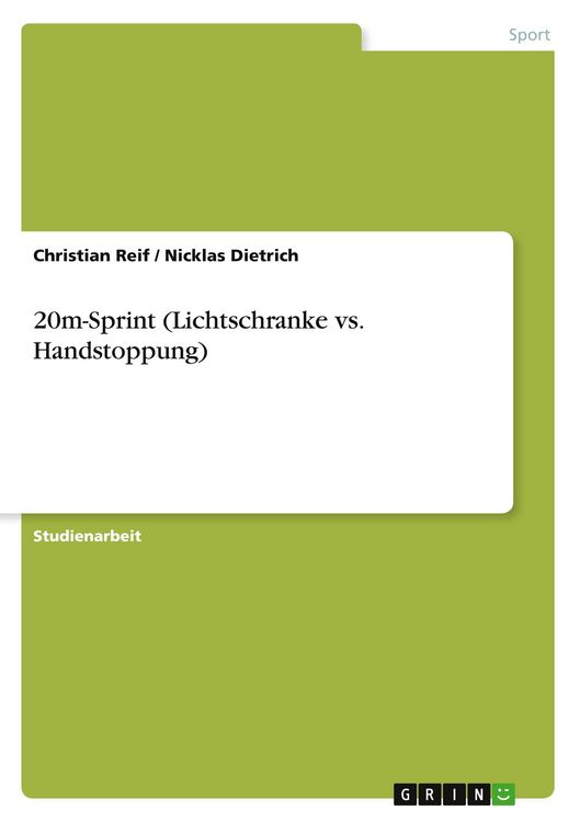 Produktbild: 20m-Sprint (Lichtschranke vs. Handstoppung)