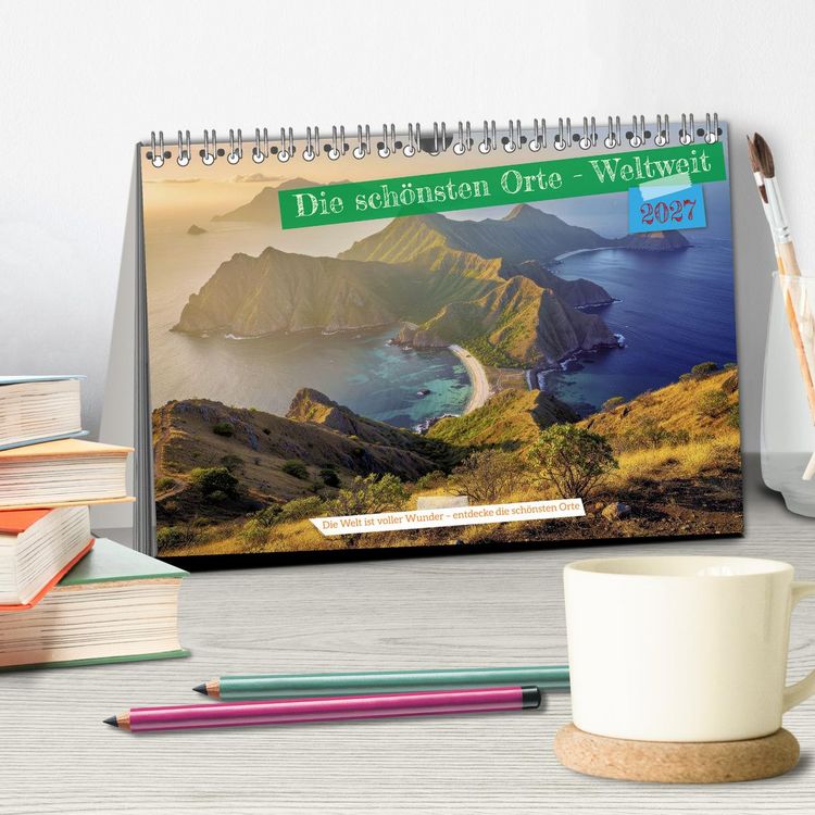 Produktbild: Die sch&ouml;nsten Orte - Weltweit (Tischkalender 2027 DIN A5 quer), CALVENDO Monatskalender