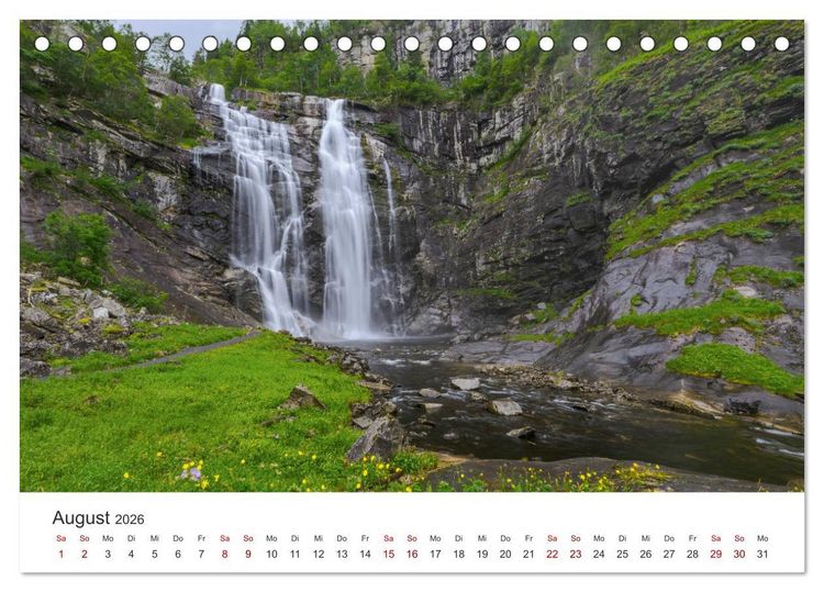 Produktbild: Wasserf&auml;lle in Norwegen (Tischkalender 2026 DIN A5 quer), CALVENDO Monatskalender