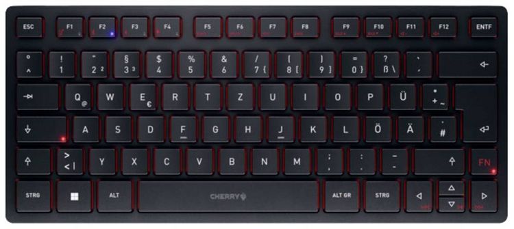 Produktbild: CHERRY KW 9200 MINI USB, Funk, Bluetooth&reg; Tastatur Deutsch, QWERTZ Schwarz Abnehmbares Kabel