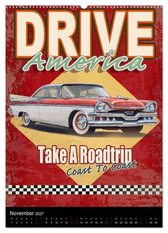 Produktbild: Drive America Plakate (Wandkalender 2027 DIN A2 hoch), CALVENDO Monatskalender