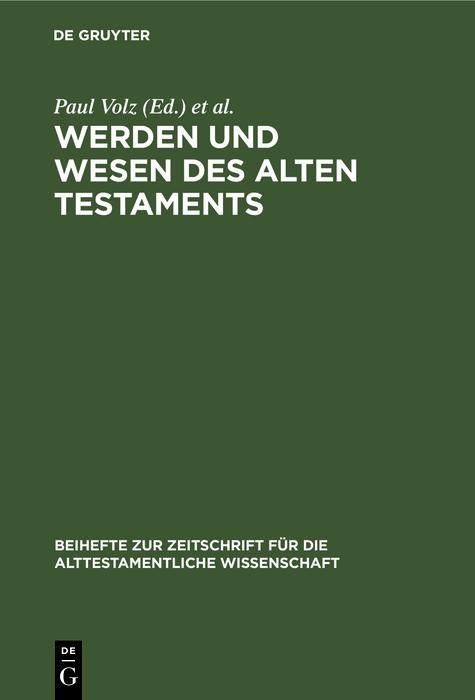 Produktbild: Werden und Wesen des Alten Testaments