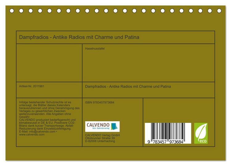 Produktbild: Dampfradios - Antike Radios mit Charme und Patina (Tischkalender 2026 DIN A5 quer), CALVENDO Monatskalender