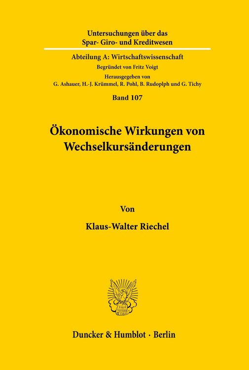 Produktbild: &Ouml;konomische Wirkungen von Wechselkurs&auml;nderungen.