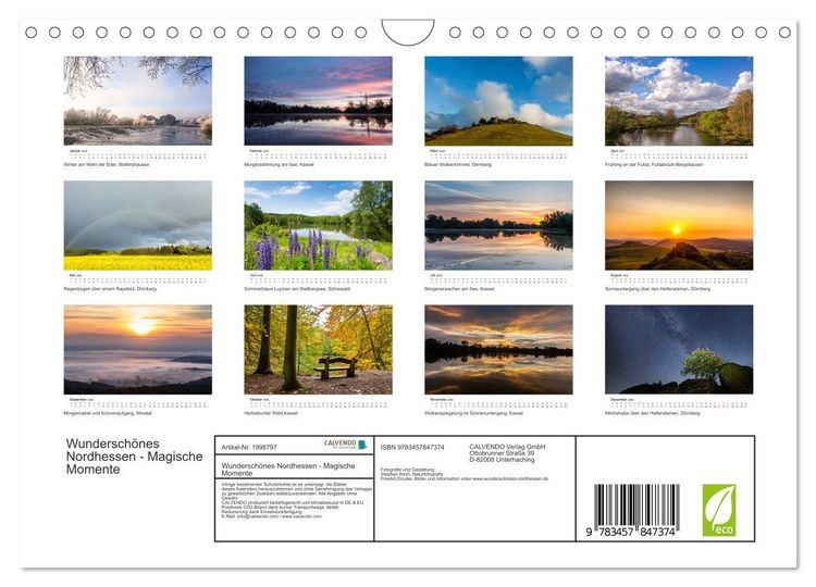Produktbild: Wundersch&ouml;nes Nordhessen - Magische Momente (Wandkalender 2026 DIN A4 quer), CALVENDO Monatskalender