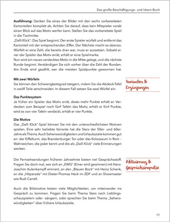 Produktbild: Das gro&szlig;e Besch&auml;ftigungsbuch f&uuml;r Menschen mit Demenz. Ideen, Spiele, Besch&auml;ftigungen f&uuml;r Senioren mit Demenz. Ratgeber.