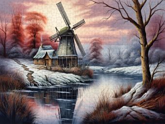 Produktbild: CALVENDO Puzzle Windm&uuml;hle im ersten Frost | 1000 Teile Lege-Gr&ouml;&szlig;e 64x48cm Foto-Puzzle f&uuml;r gl&uuml;ckliche Stunden