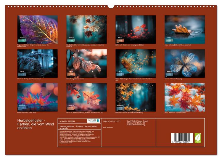 Produktbild: Herbstgefl&uuml;ster - Farben, die vom Wind erz&auml;hlen (hochwertiger Premium Wandkalender 2026 DIN A2 quer), Kunstdruck in Hochglanz