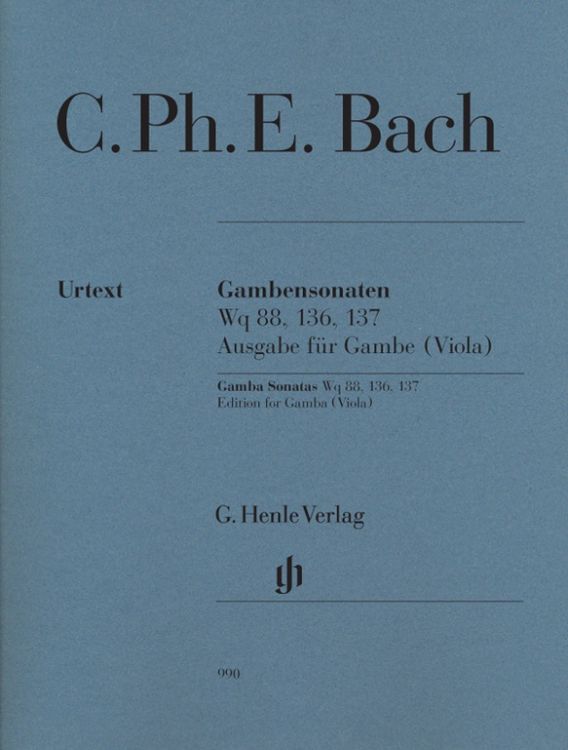 Produktbild: Carl Philipp Emanuel Bach - Gambensonaten Wq 88, 136, 137
