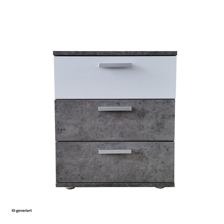 Produktbild: HTI-Living Nachtkommode 3 Schubladen Nina Beton Wei&szlig; Nachtkommode 3 Schubladen Nina Beton Wei&szlig;