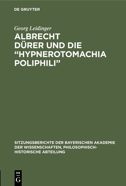 Produktbild: Albrecht D&uuml;rer und die &ldquo;Hypnerotomachia Poliphili&rdquo;