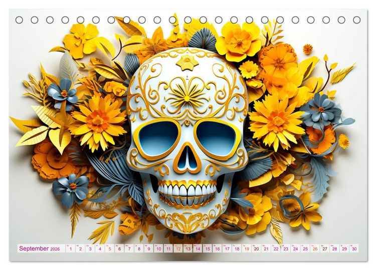 Produktbild: Skull Flower - Totenkopf ART (Tischkalender 2026 DIN A5 quer), CALVENDO Monatskalender