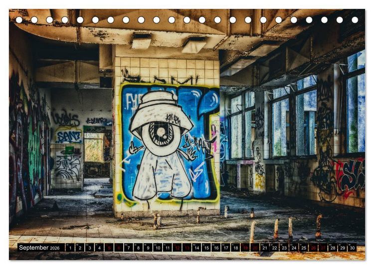 Produktbild: Lost Places Graffiti (Tischkalender 2026 DIN A5 quer), CALVENDO Monatskalender