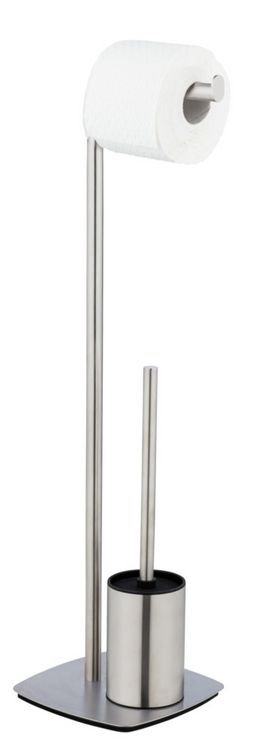 Produktbild: Stand WC-Garnitur Mod. Iria, Edelstahl matt, mit WC-Papierrollenhalter und WC-B&uuml;rste