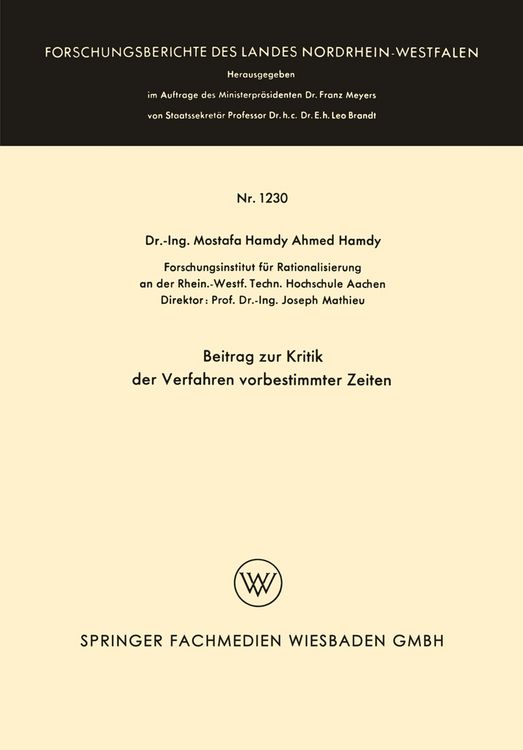 Produktbild: Beitrag zur Kritik der Verfahren vorbestimmter Zeiten