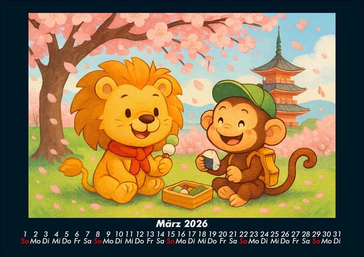 Produktbild: Buschi & Milo - Reise durch Japan 2026 Fotokalender DIN A5