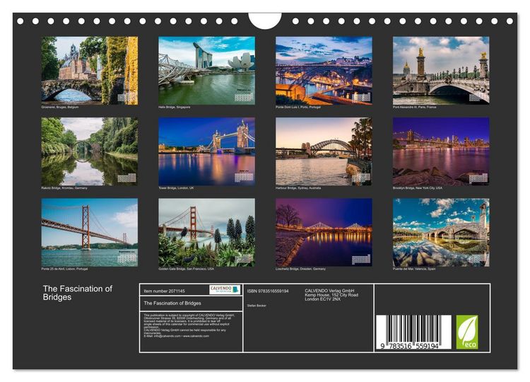 Produktbild: The Fascination of Bridges (Wall Calendar 2026 DIN A4 landscape), CALVENDO 12 Month Wall Calendar