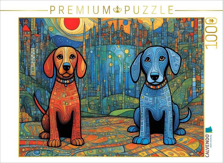 Produktbild: CALVENDO Puzzle Bunte Hunde - das Leben ist bunt und vielseitig, so wie wir! | 1000 Teile Lege-Gr&ouml;&szlig;e 64x48cm Foto-Puzzle f&uuml;r gl&uuml;ckliche Stunden